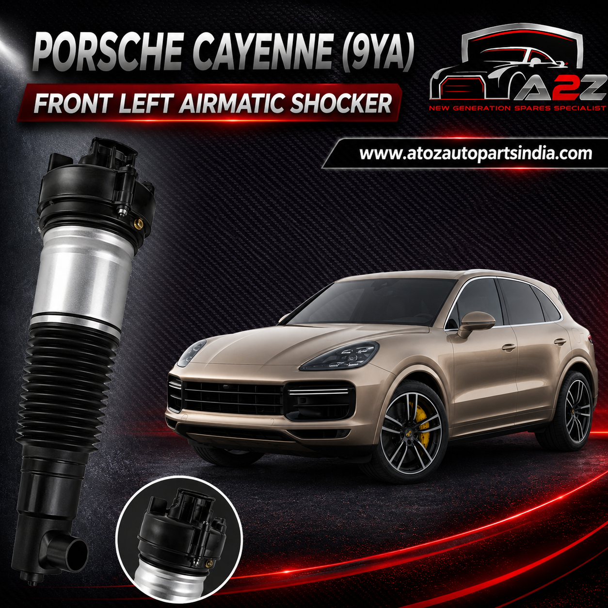 Front Left Air Suspension Shock Absorber Strut 9Y0616039B Compatible With PORSCHE CAYENNE (9YA) (2017-23)