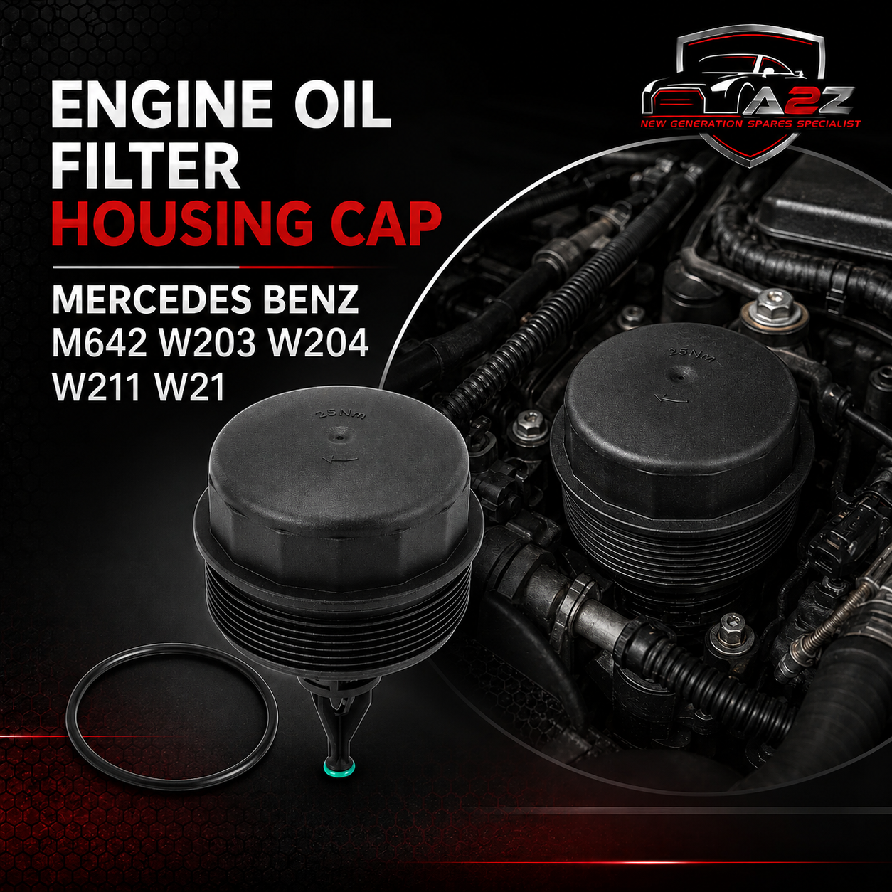 Engine Oil Filter Housing Cap 6421800038 Compatible With Mercedes Benz M642 W203 W204 W211 W21