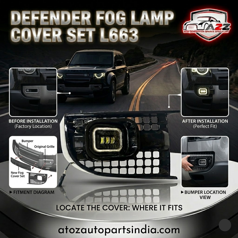 LED Fog Lamp Cover Set Compatible With Land Rover Defender L663 (2020-2024)
