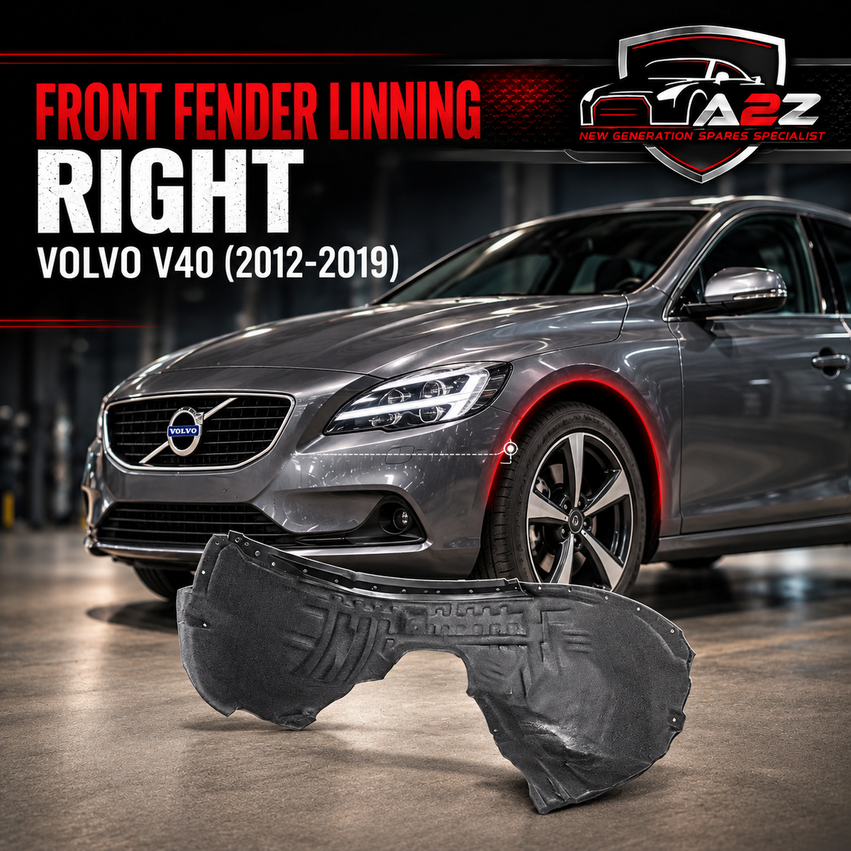 Front Fender Linning Right 31265974 & 31477854 Compatible With VOLVO V40 (2012-2019)