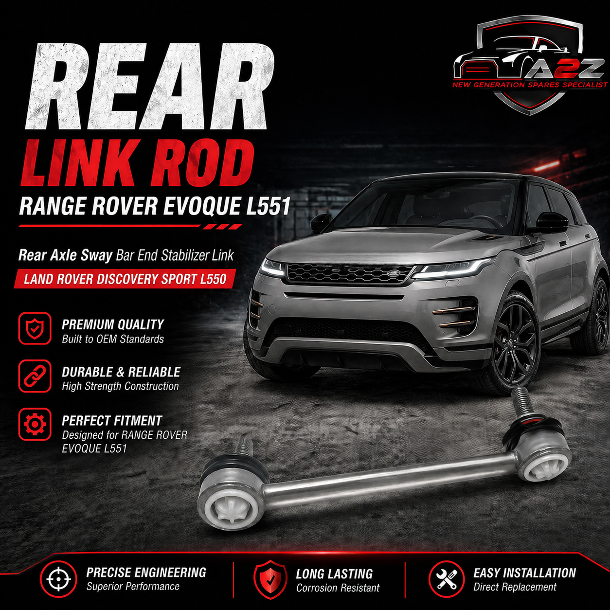 Rear Axle Sway Bar End Stabilizer Link Right & Left LR061271 LR061272 Set Compatible With LAND ROVER DISCOVERY SPORT (L550) & RANGE ROVER EVOQUE (L551)