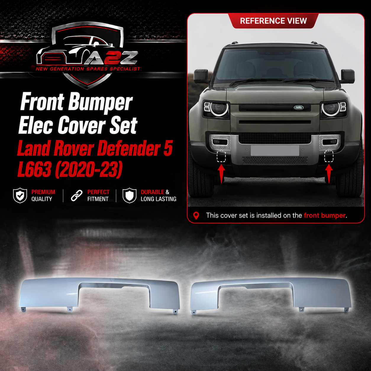 Front Bumper Elec Cover Set Left LR135962 & Right LR140124 Compatible With Land Rover Defender 5 L663
