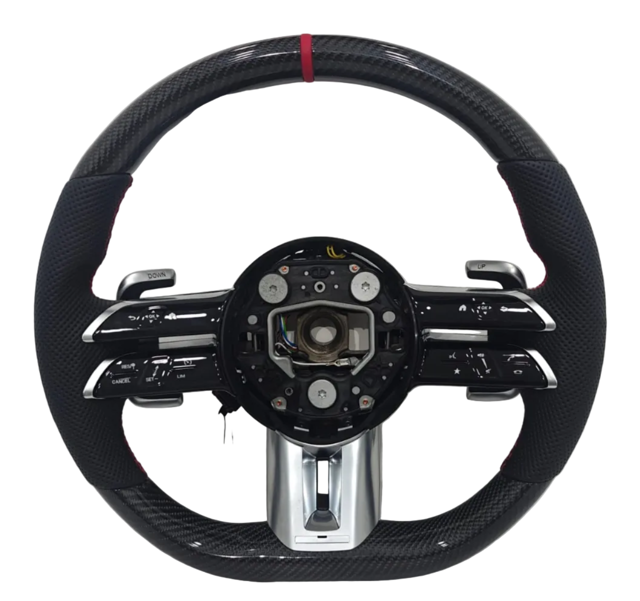 Black Leather Carbon Fiber Steering Wheel Compatible With Mercedes Benz W205
