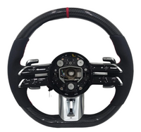 Black Leather Carbon Fiber Steering Wheel Compatible With Mercedes Benz W205