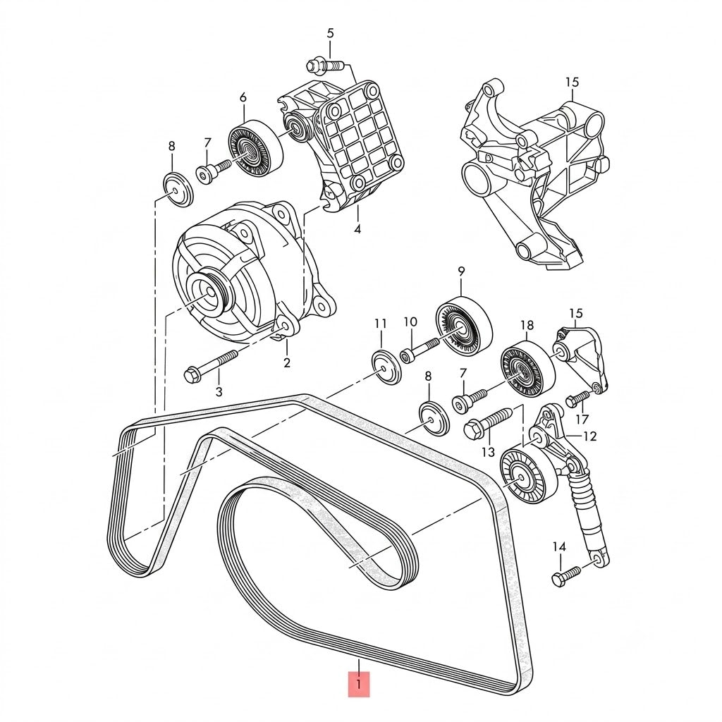 Multi RIB Belt 6PK2523 059903137AM Compatible With AUDI Q7 (4LB) (CONTINENTAL)