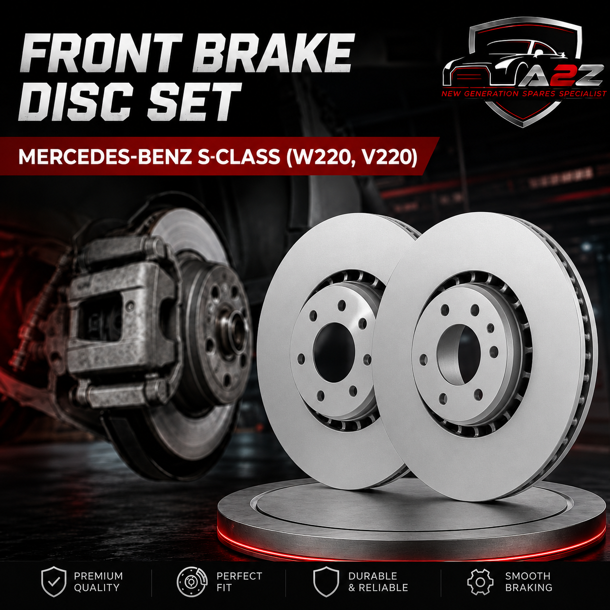 Front Brake Disc Set A2204210812  A2204212512 A220421251264 Compatible With MERCEDES-BENZ S-CLASS (W220, V220)