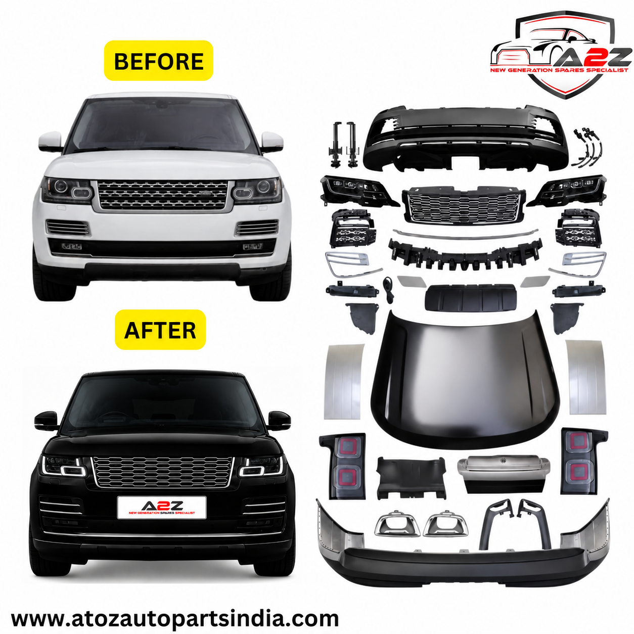 Conversion Bumper Body Kit Compatible With Range Land Rover Vogue 2013-2017 Upgrade To Land Rover Vogue 2018-2022  (Shipping Cost Not Included In Price)