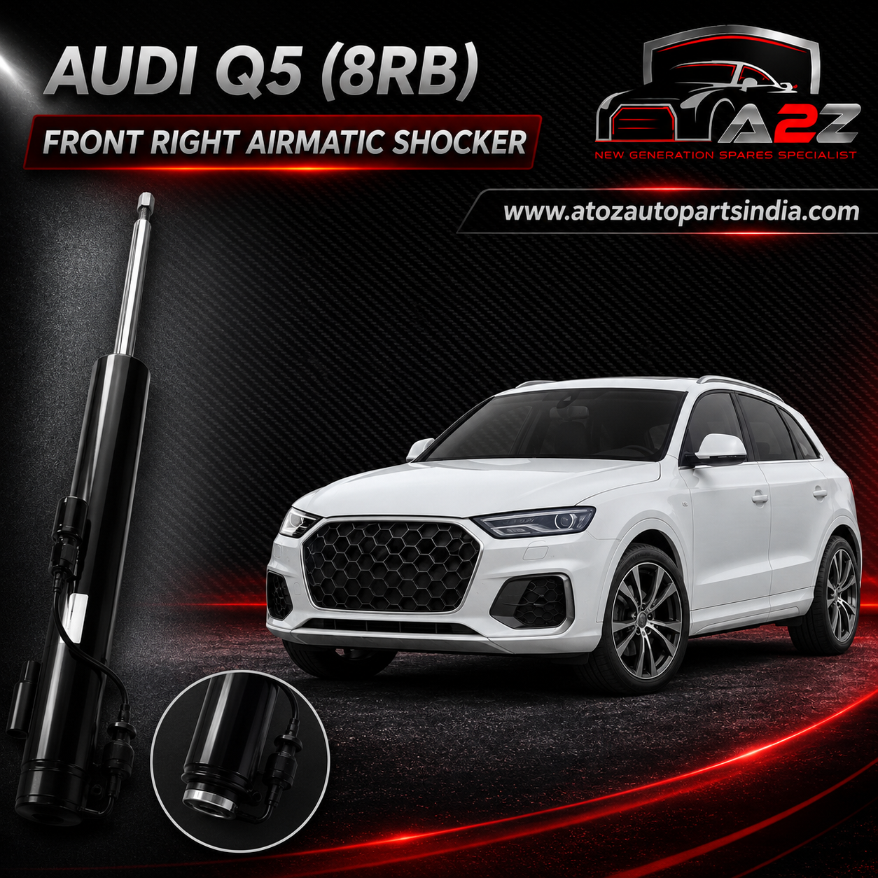 Front Right Air Suspension Shock Absorber Strut 8R0413030 8R0413030J 8R0413030L Compatible With AUDI Q5 (8RB) (2008-17)