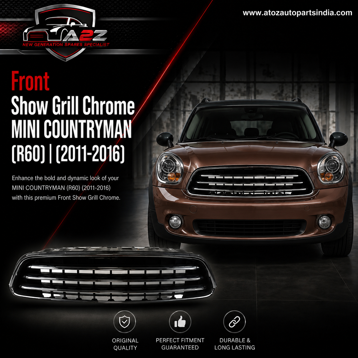 Front Show Grill Chrome 51139803635 Compatible With MINI COUNTRYMAN (R60) | (2011-2016) Tag No.21