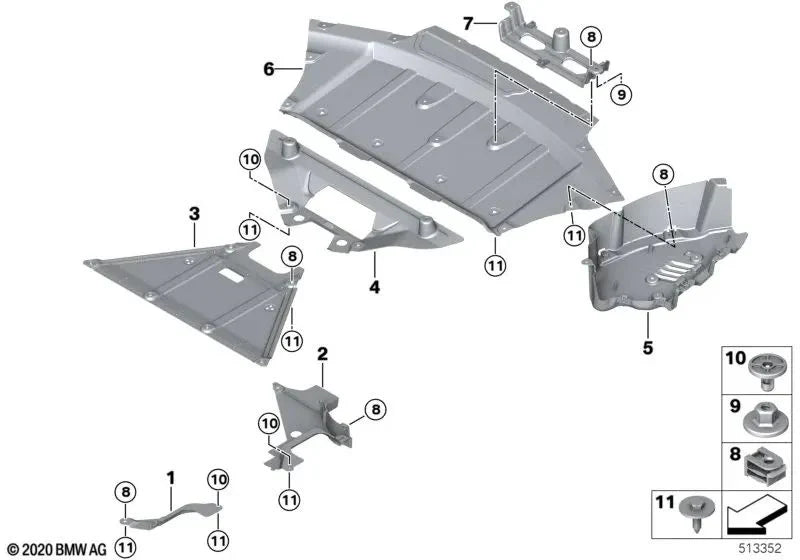 Engine Splash Shield 51758738054 Compatible With BMW For X5 X6 F25 F26 (2022-25)