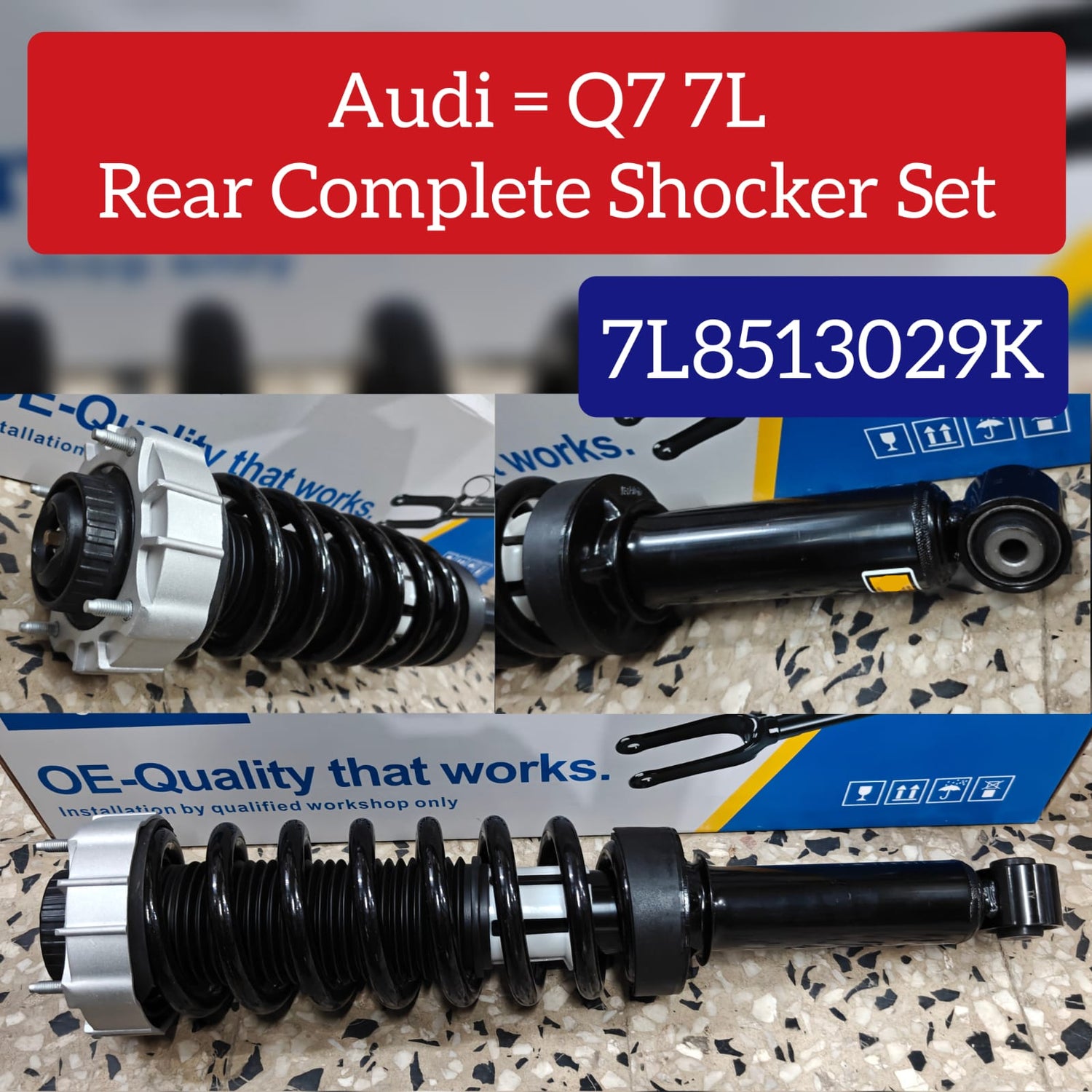 Front & Rear Complete Shocker Set With Spring Kit & MTG And Air To Manual Conversion Kit (Set Of 4) 7L8413031J 7L8413032J 7L8513029K Compatible With Audi Q7 7L
