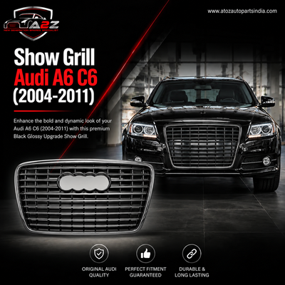 Show Grill Compatible With Audi A6 C6(2004-11) S-Line Silver Chrome (Without Number Plate) Tag 43