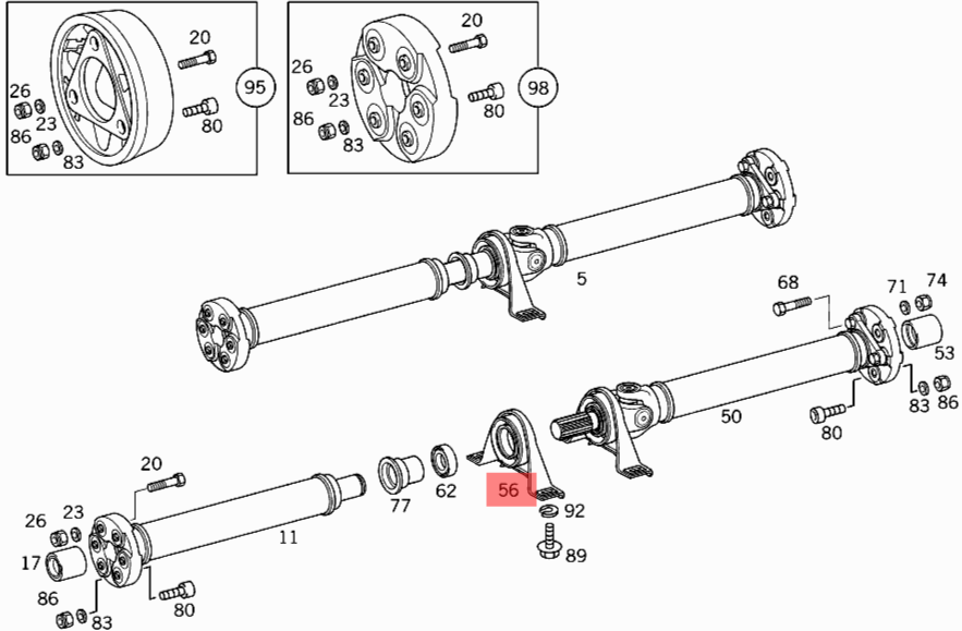 Driveshaft Center Support Housing 2114100081 Compatible With MERCEDES-BENZ E-CLASS W210  W211 &  S-CLASS W220