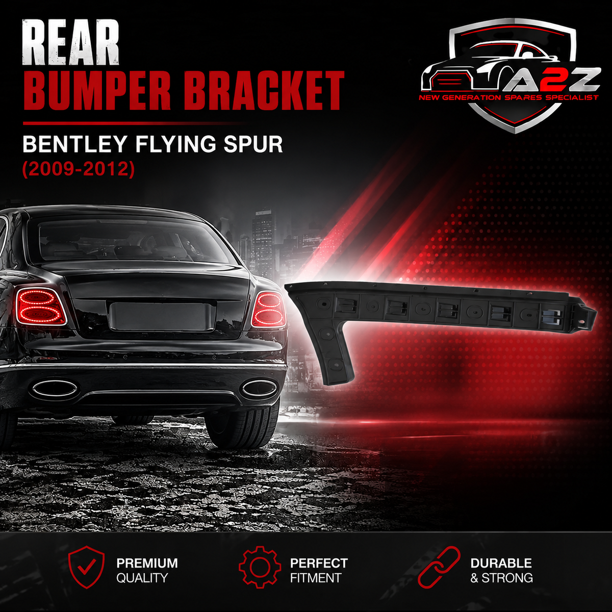 Rear Bumper Bracket Left 3W5807375 & Right 3W5807376 Compatible With Bentley Flying Spur (2009-2012) Tag No.4004