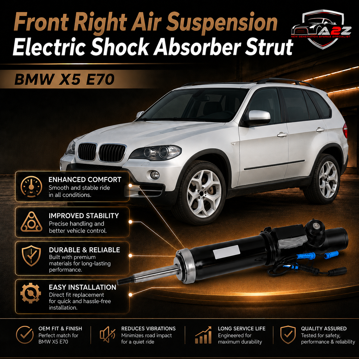 Front Right Air Suspension Electric Shock Absorber Strut 37116788762 Compatible With BMW X5 E70