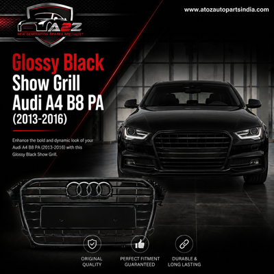 Glossy Black Show Grill 8K0853651AJT94 Compatible With Audi A4 B8 PA (2013-2016) Tag No.18