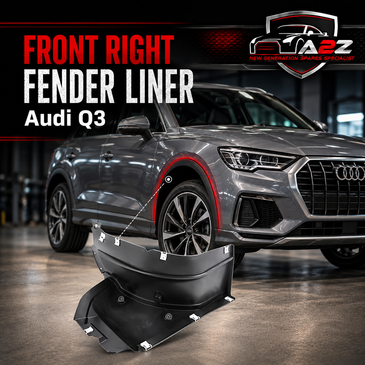 Front Right fender Liner 8U0853888A 8U0853888D Compatible With Audi Q3