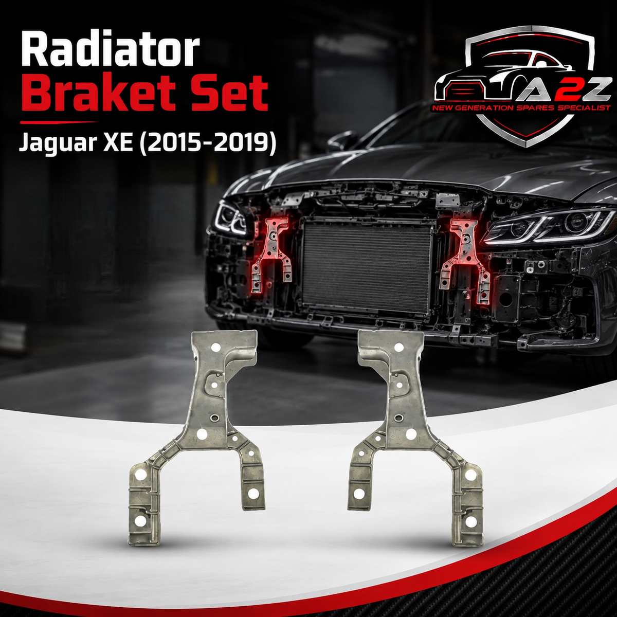 Radiator Braket Set Left T2H12476 & Right T2H12475 Compatible With Jaguar XE (2015-2019) Tag No.3553