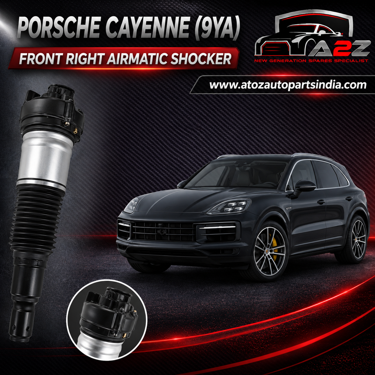 Front Right Air Suspension Shock Absorber Strut 9Y0616040B Compatible With PORSCHE CAYENNE (9YA) (2017-23)