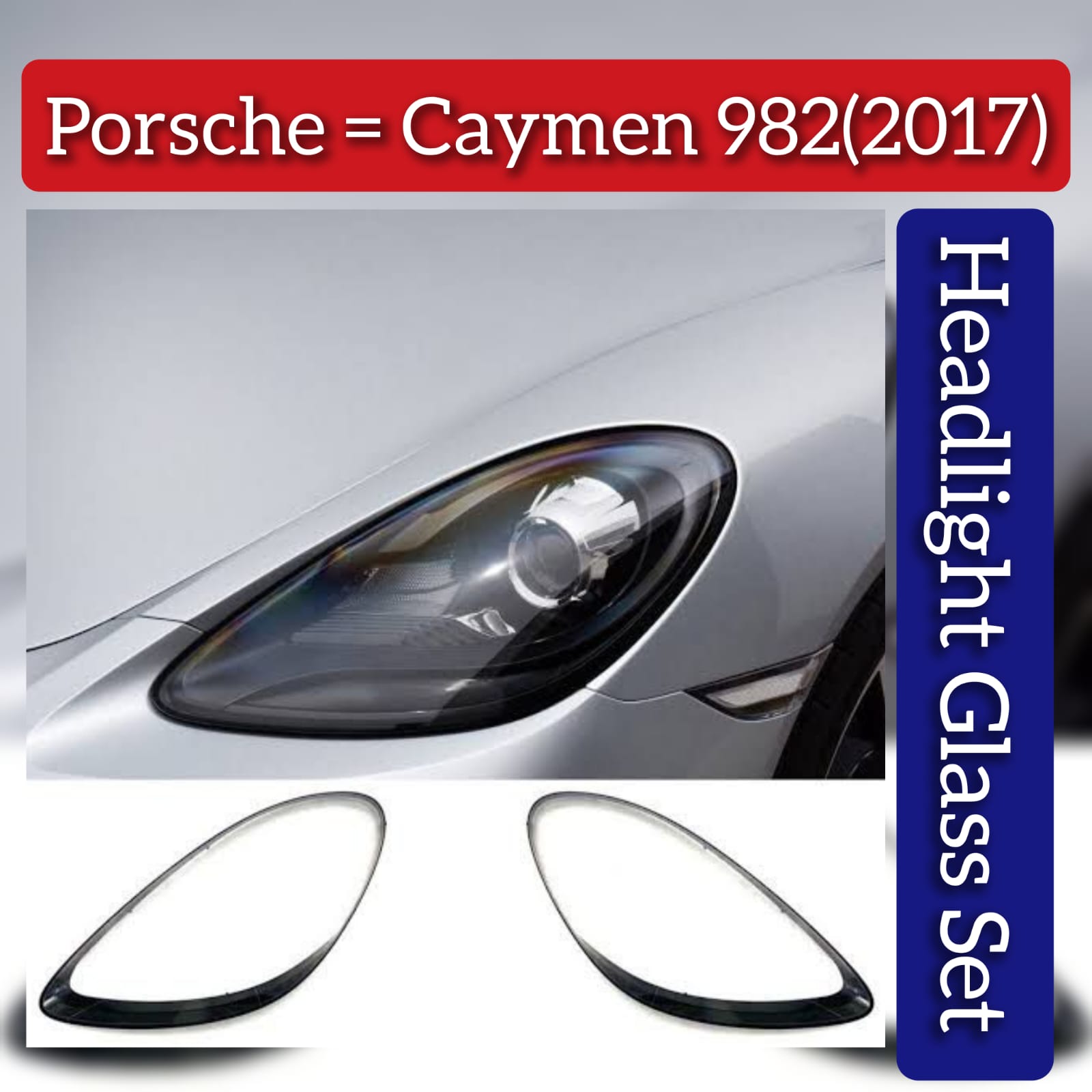 Headlight Glass Set Compatible With Porsche Caymen 982 (2017)