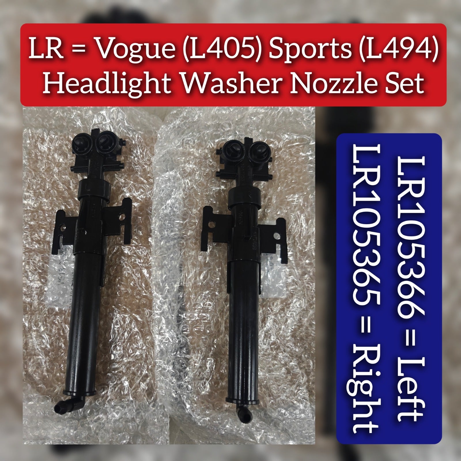 Headlight Washer Nozzle Left LR105366 LR105370 LR109997 LR110227 & Right LR105365 Compatible With Land Rover Vogue (L405) Sports (L494)