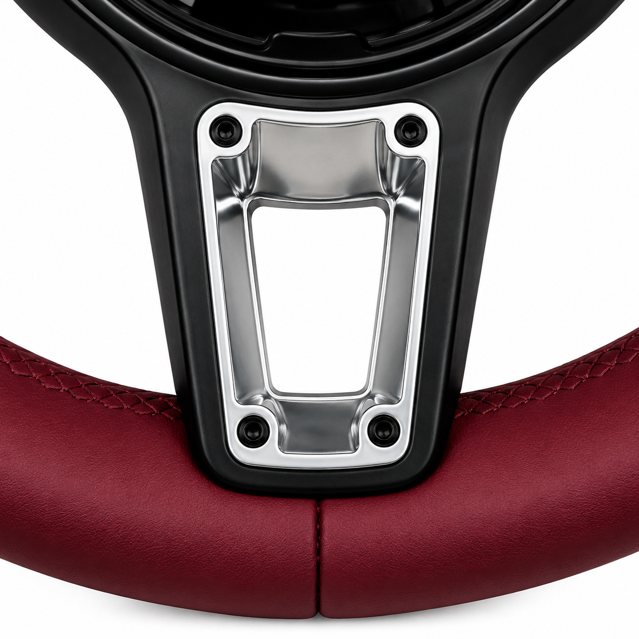 Burgundy Smooth Leather Steering Wheel Compatible With Porsche All Models