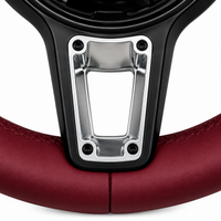 Burgundy Smooth Leather Steering Wheel Compatible With Porsche All Models