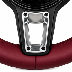 Burgundy Smooth Leather Steering Wheel Compatible With Porsche All Models