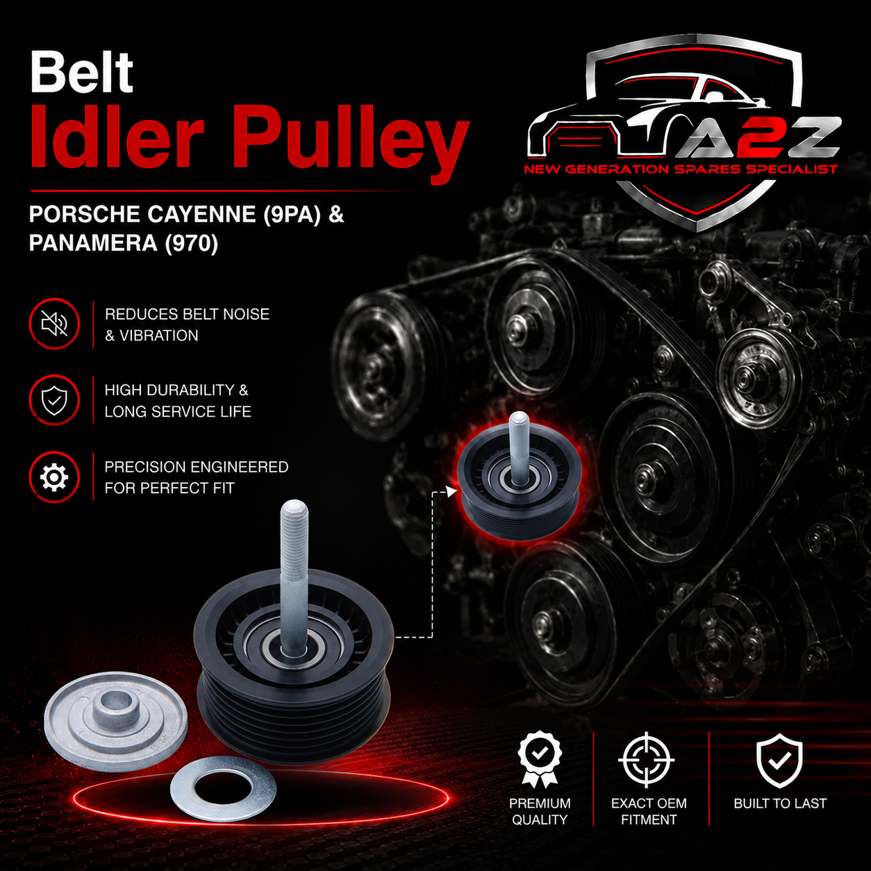 Belt Idler Pulley 7PP145276 95510211910 Compatible with PORSCHE CAYENNE (9PA) & PANAMERA (970)