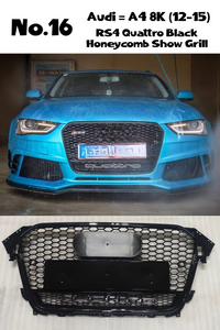 RS4 Quattro Black Honeycomb Show Grill Compatible With Audi A4 B8 Facelift (2012-15) Tag No.16