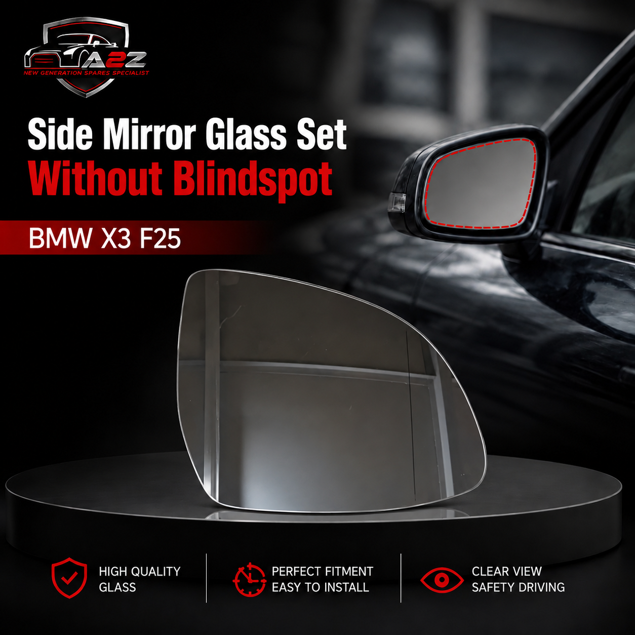 Side Mirror Glass Set Without Blindspot Right 51167291220 & Left 51167291219  Compatible With BMW X3 (F25),BMW X5 (F15) (G05), X7 (G07)