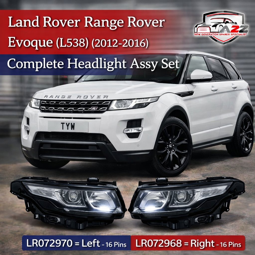 Complete Headlight Assy  Right LR072968 & Left LR072970 LR048058 BJ3213W030HE Compatible With RANGE ROVER EVOQUE (L538) Tag No.09