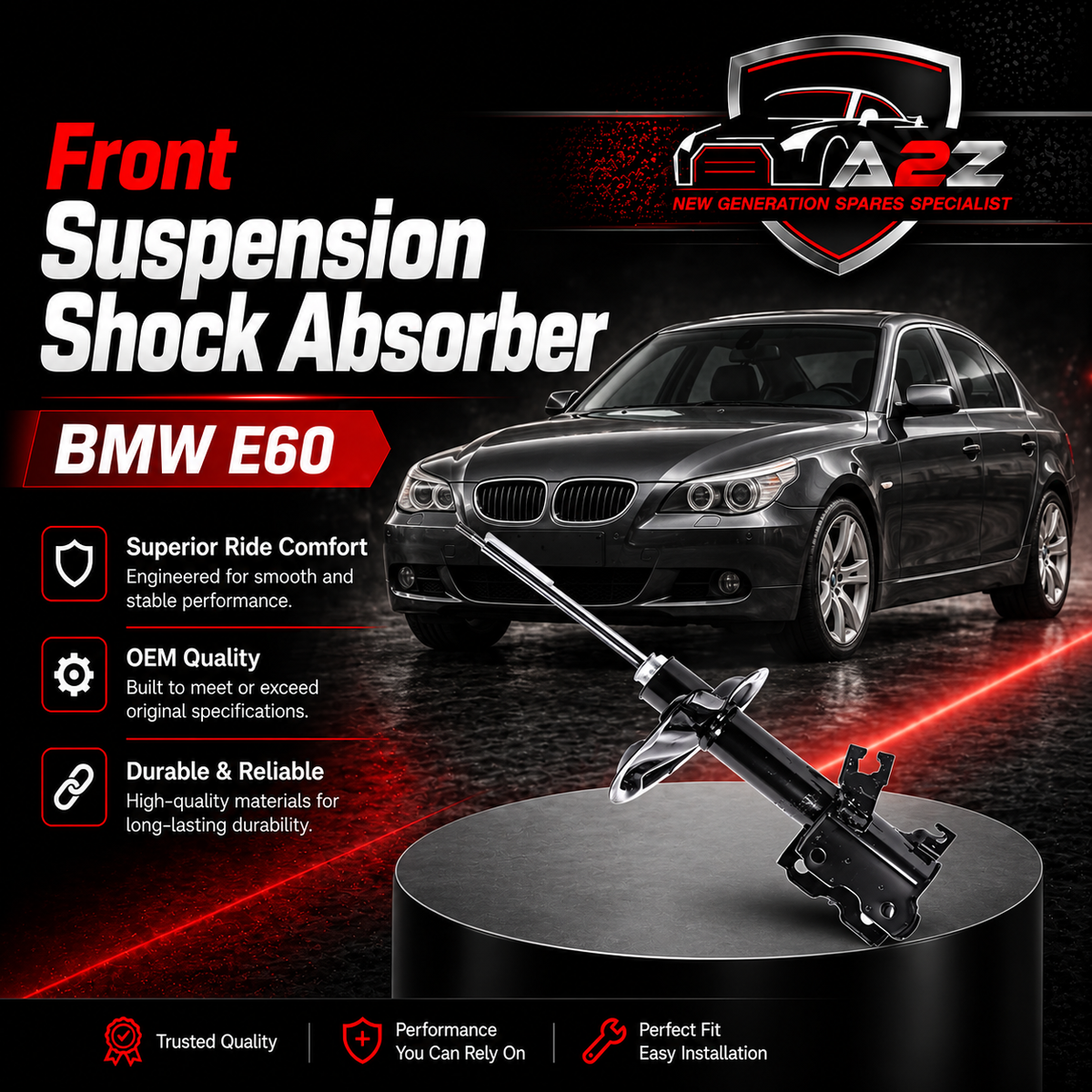 Front Suspension Shock Absorber Left & Right 31316764457 Compatible With BMW E60