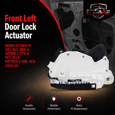 Front Left Door Lock Actuator 5K1837015B Compatible With SKODA OCTAVIA III (5E3, NL3, NR3) & SUPERB II (3T4) & YETI (5L) & VW POLO V (6R1, 6C1)