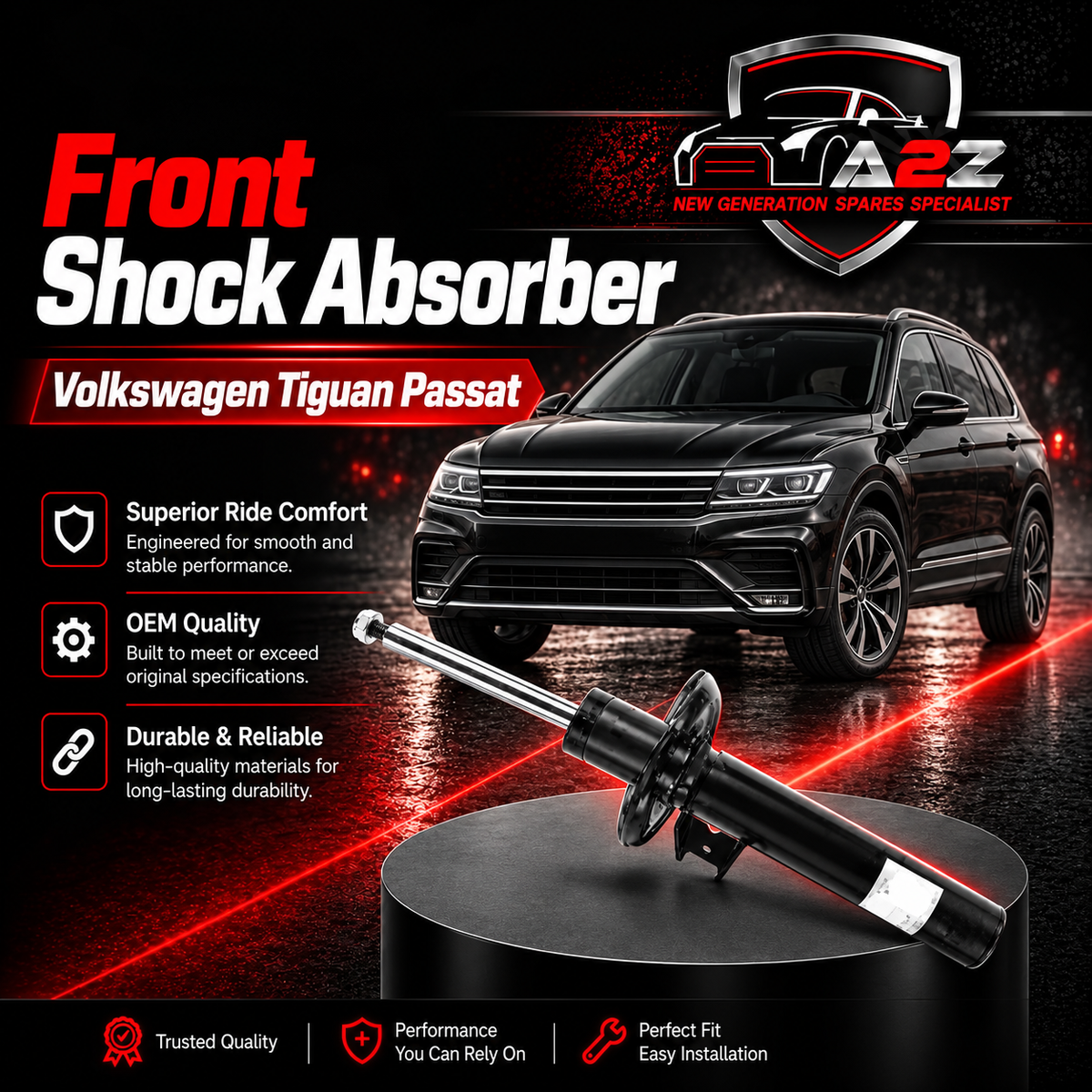 Front Shock Absorber 5Q0413031ES 5Q0413031AJ 5Q0413031ER Compatible With AUDI A3 8V1 Q2 GAB Skoda Octavia (A7/A8), Superb (B8) Volkswagen Tiguan Passat