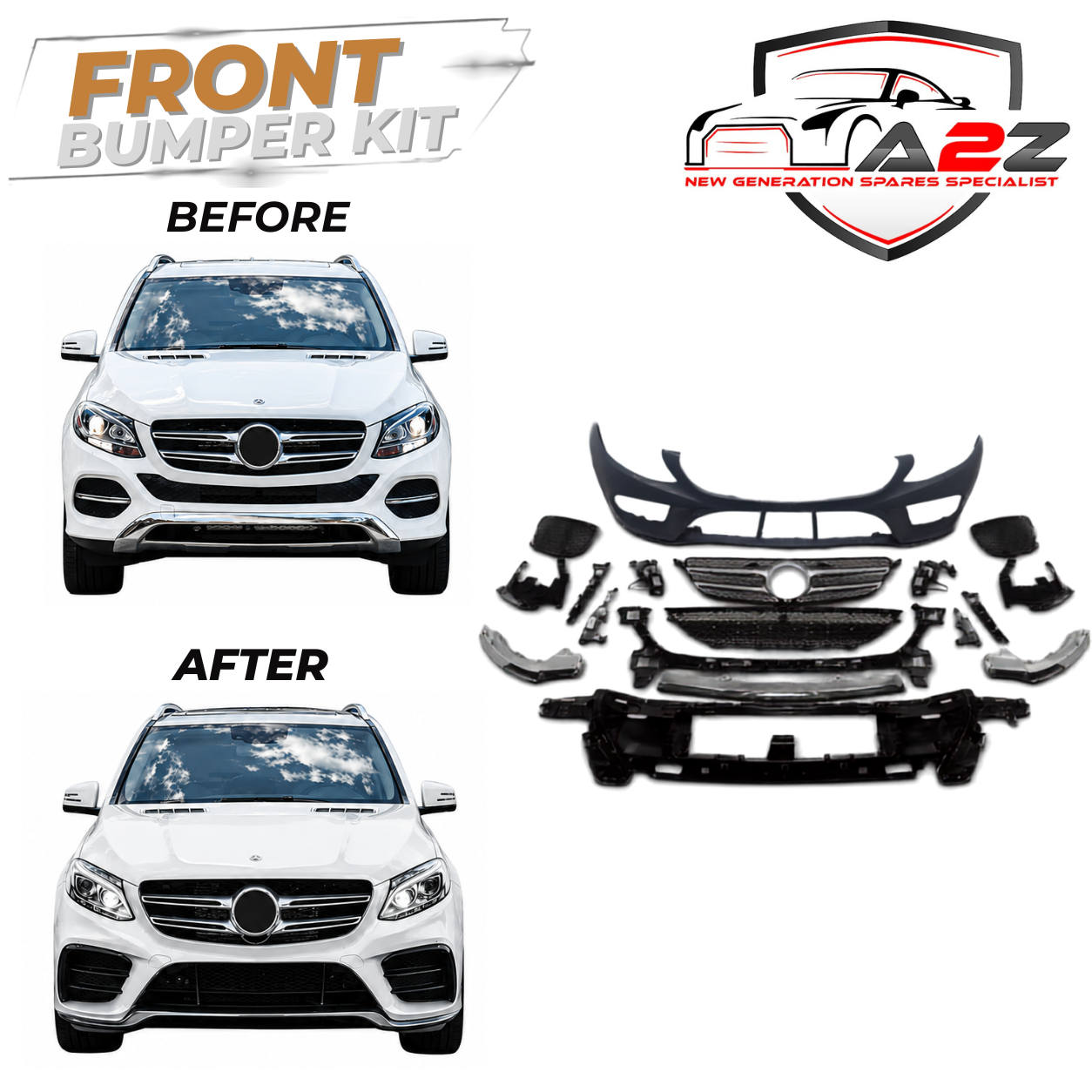 Front Bumper Kit Compatible With Mercedes Benz W166 GLE Upgrade To Mercedes Benz AMG (2016-2019) Tag No.FBK.205 (Shipping Cost Not Included In Price)