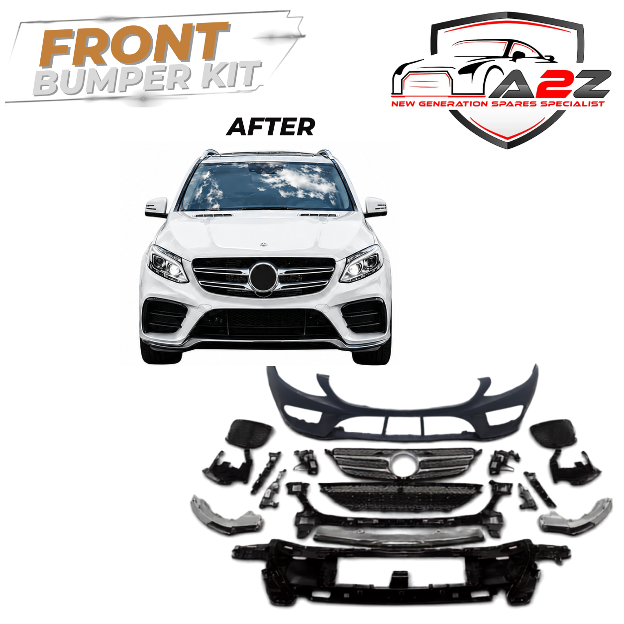 Front Bumper Kit Compatible With Mercedes Benz W166 GLE Upgrade To Mercedes Benz AMG (2016-2019) Tag No.FBK.205 (Shipping Cost Not Included In Price)