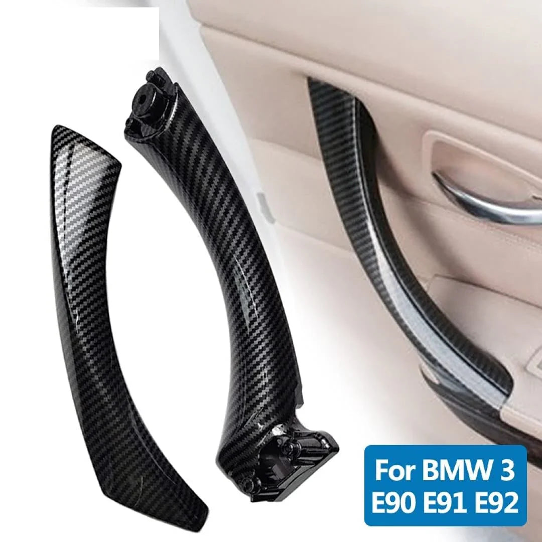 Carbon fiber Door Handle for BMW 3 replacement interior door handles for E90 E91 E92 beige door panel