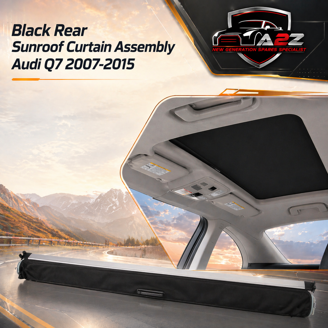 Black Rear Sunroof Curtain Assembly 4L0877307D 4L0877307C Compatible With Audi Q7 2007-2015