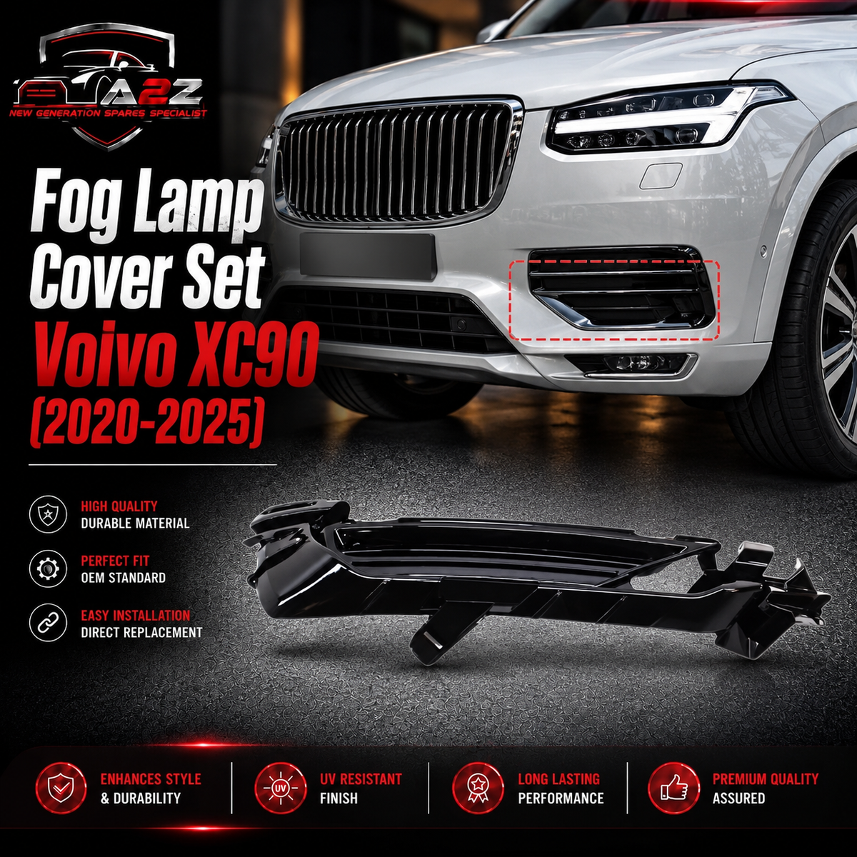 Fog Lamp Cover Set Left 31694564 & Right 31694565 Compatible With Volvo XC90 (2020-25)