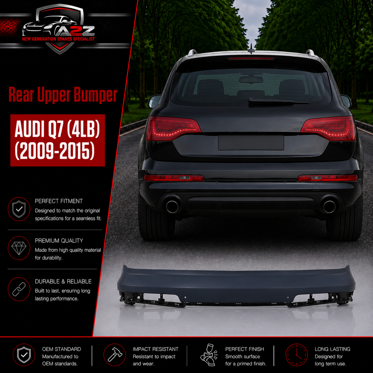 Rear Bumper 4L0807303 4L0807303D Compatible With AUDI Q7 (4LB) Tag No.214