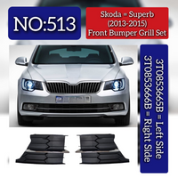Front Bumper Grill Set (With Chrome) Left 3T0853665B 3T0853767A & Right 3T0853665B 3T0853768A Compatible With Skoda Superb (2013-2015) Tag No.513
