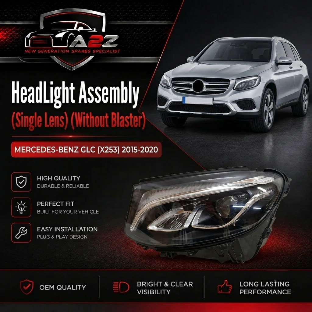 Headlight Headlamp Left A2539060901 & Right A2539061001 (Single Lens)  (Without Blaster) Compatible With MERCEDES-BENZ GLC (X253) 2015-2020 Tag No.115