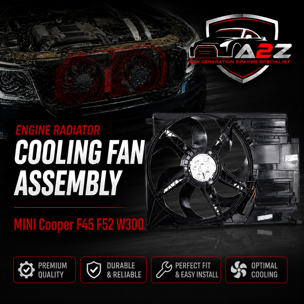 Engine Radiator Cooling Fan Assembly 17427617608 Compatible With MINI Cooper F45 F52 W300