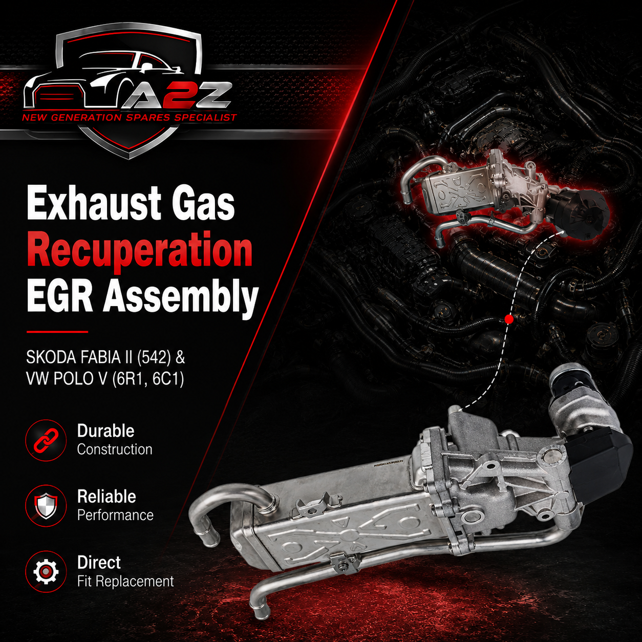 Exhaust Gas Recuperation EGR Assembly 03P131512B 03P131512C 03P131512D Compatible With SKODA FABIA II (542) & VW POLO V (6R1, 6C1)