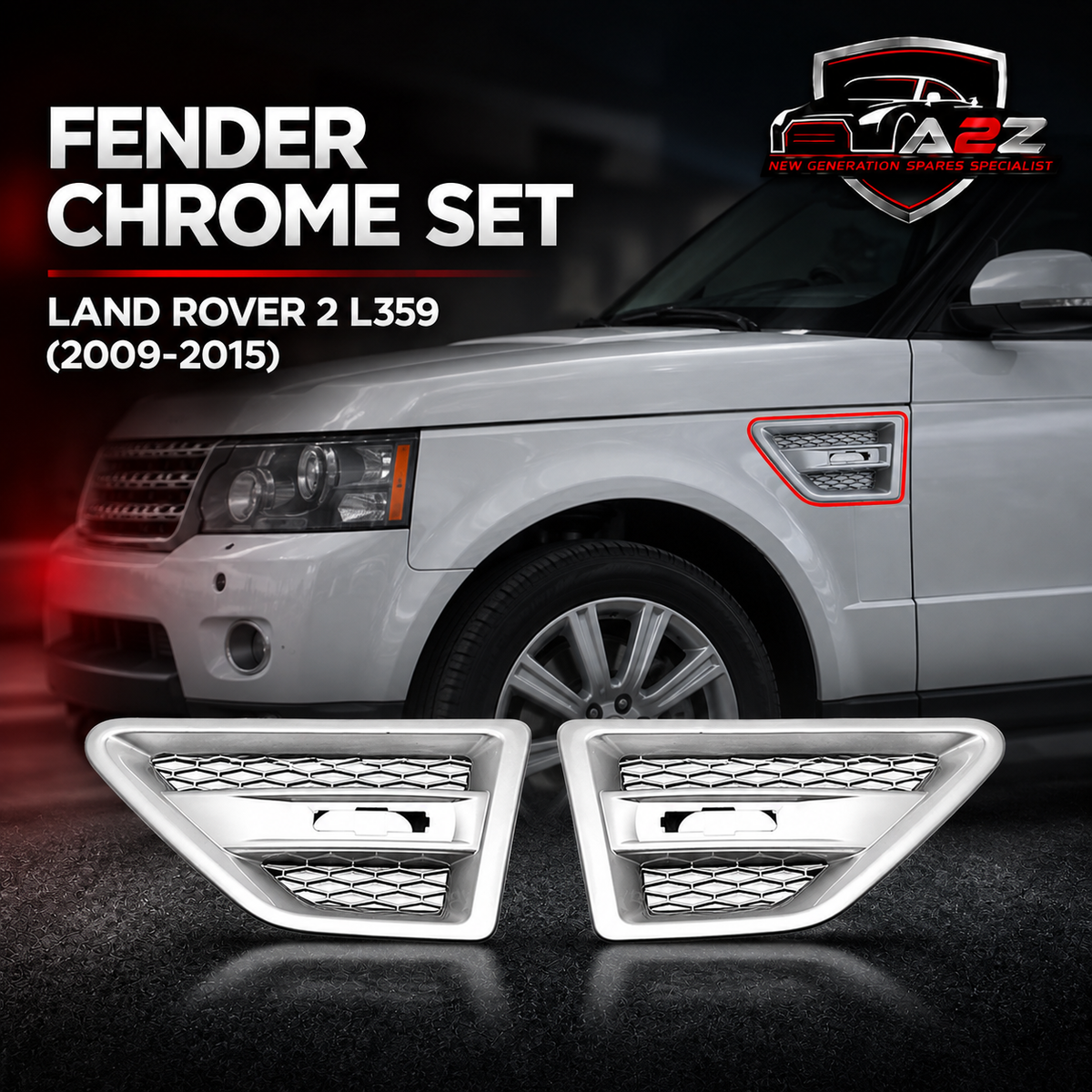 Fender Chrome Set Right LR001658 & Left LR001660 Compatible With Land Rover 2/ Free Lander 2 - L359 (2009-2015) Tag No.16