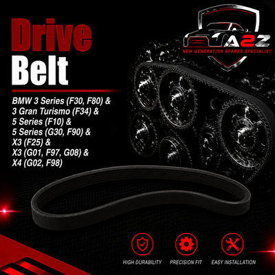Drive Belt 6PK1663 Compatible With BMW 3 Series (F30, F80) & 3 Gran Turismo (F34) & 5 Series (F10) & 5 Series (G30, F90) & X3 (F25) & X3 (G01, F97, G08) & X4 (G02, F98) Tag-BEL-28