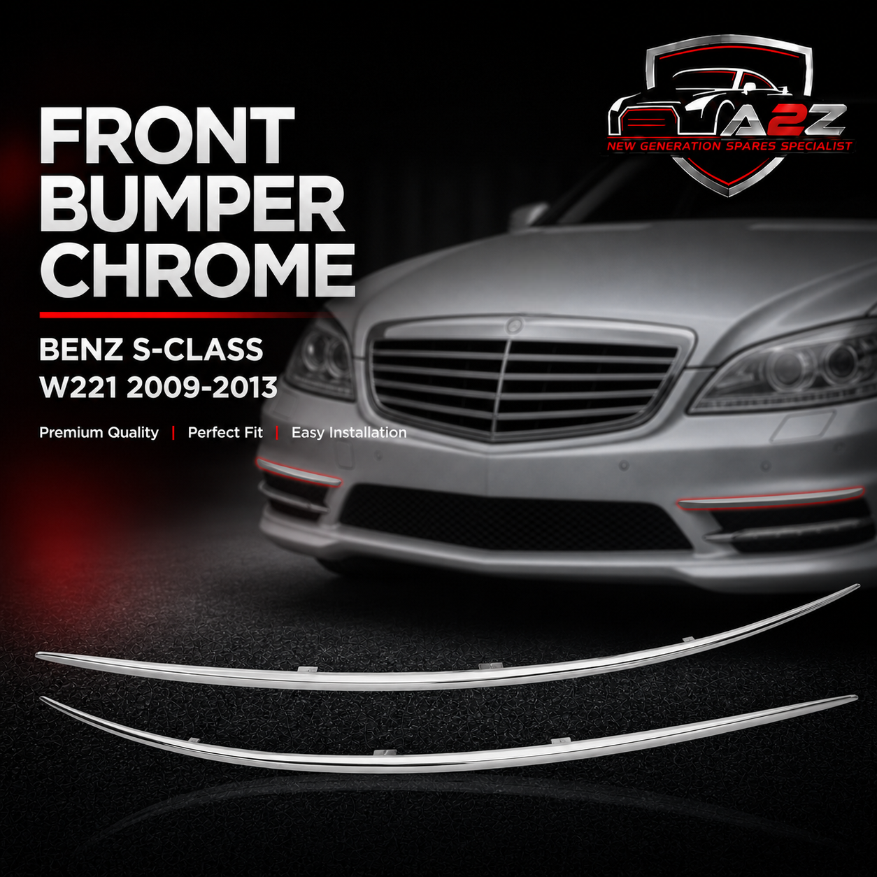 Front  Bumper Chrome Left 2218850121 & Right 2218850221 Compatible With MERCEDES BENZ S-CLASS W221 2009-2013 Tag No.143