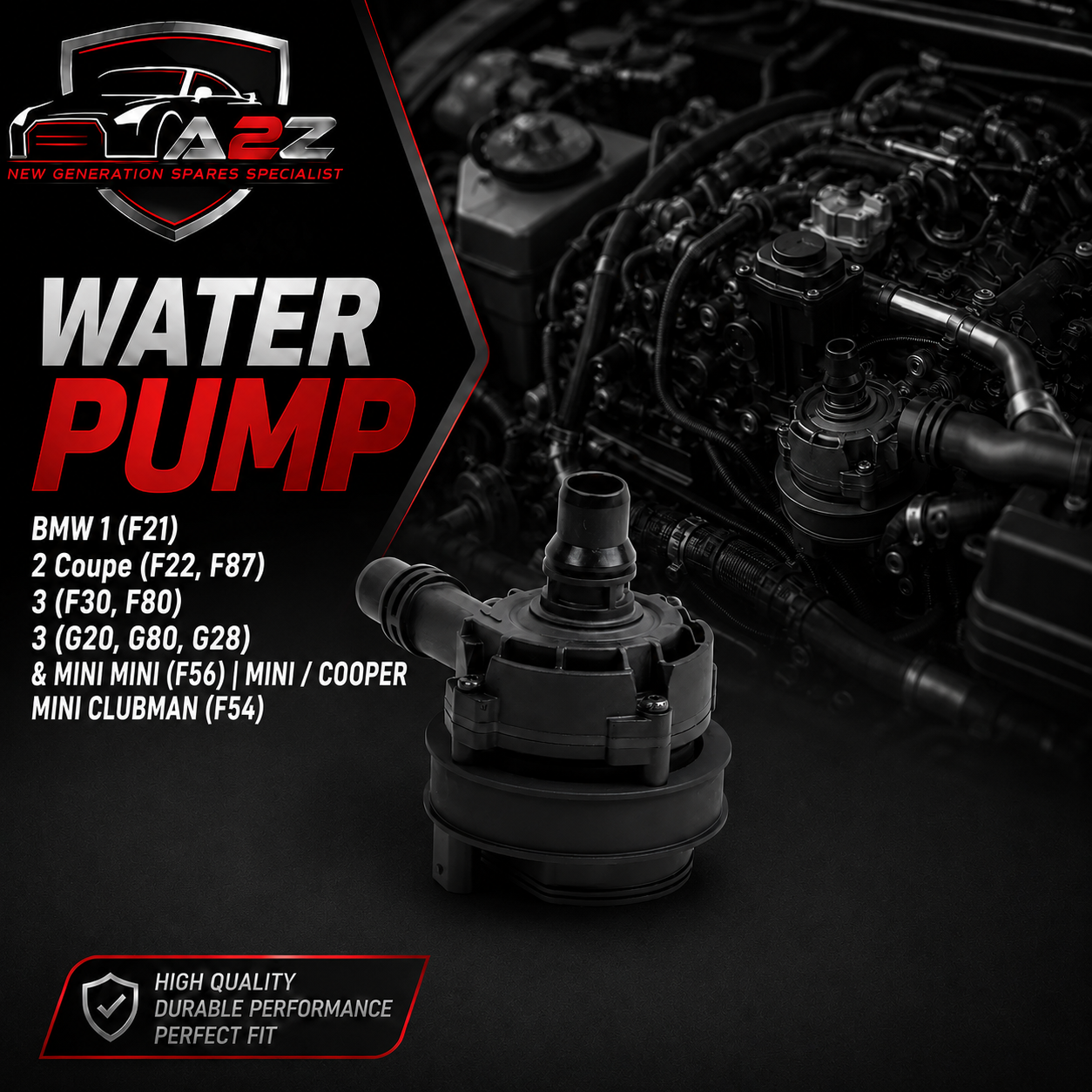 Water Pump 64116834917 Compatible With BMW 1 (F21) 2 Coupe (F22, F87) 3 (F30, F80) 3 (G20, G80, G28) & MINI MINI (F56) | MINI / COOPER MINI CLUBMAN (F54) Tag No.33