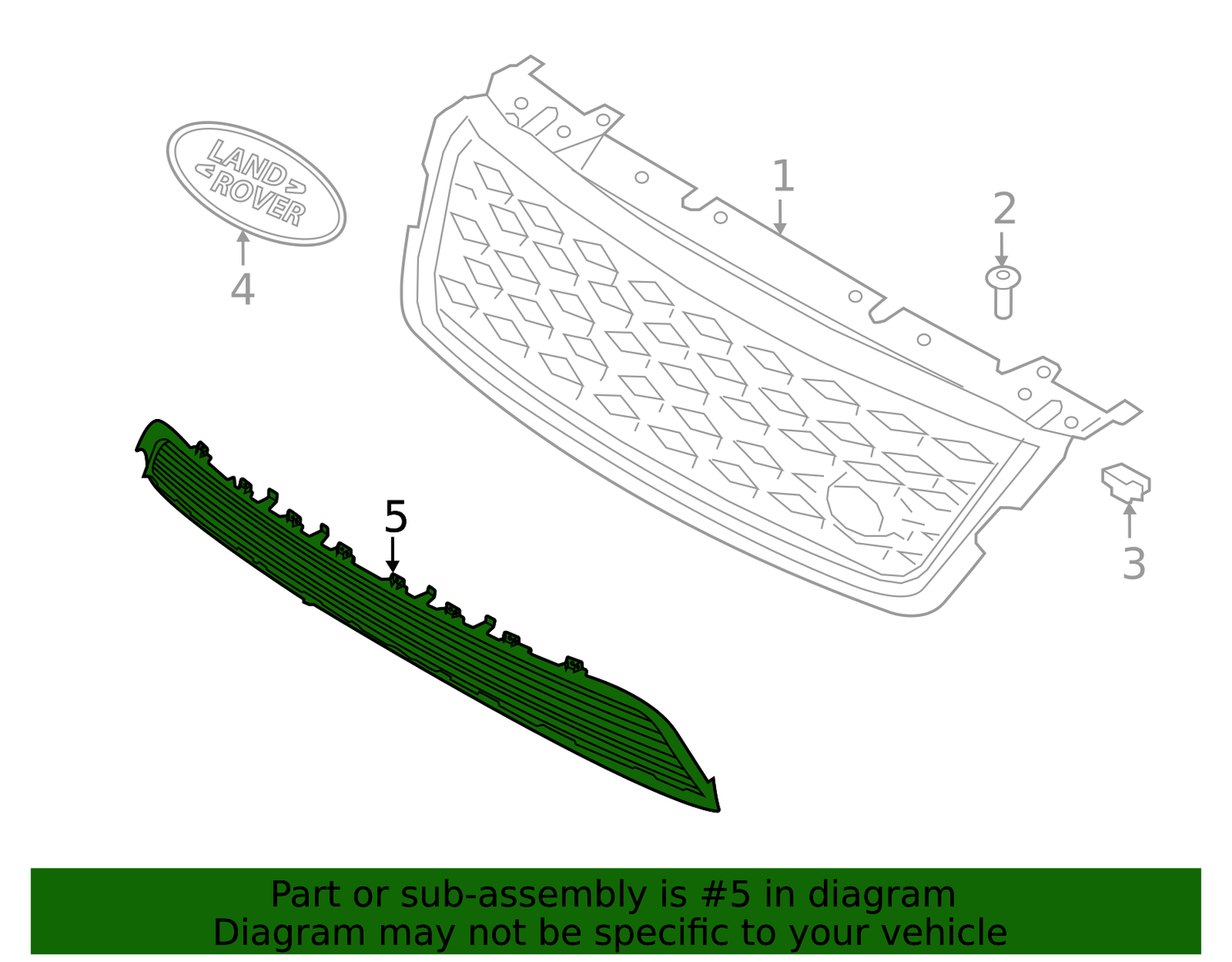 Front Bumper Lower Grill LR157793 Compatible With Land Rover Range Rover Velar - L560 (2017-2024) Tag No.21